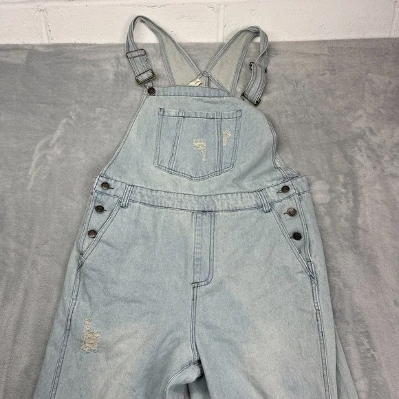 NWT Aaron & Amber Overalls Womens XL Blue Denim Flared Leg Adjustable Straps - Picture 9 of 10